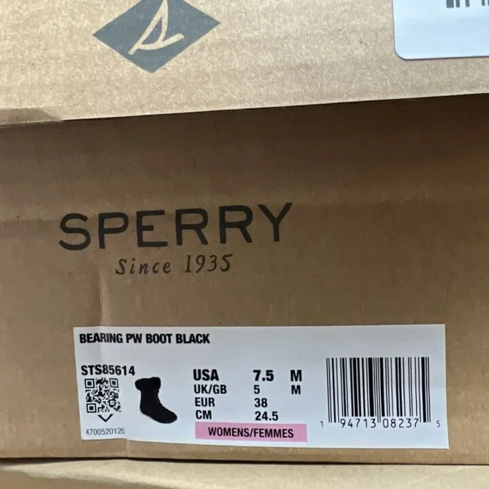 Sperry Womens Bearing PW Boot Black Size 7.5 M